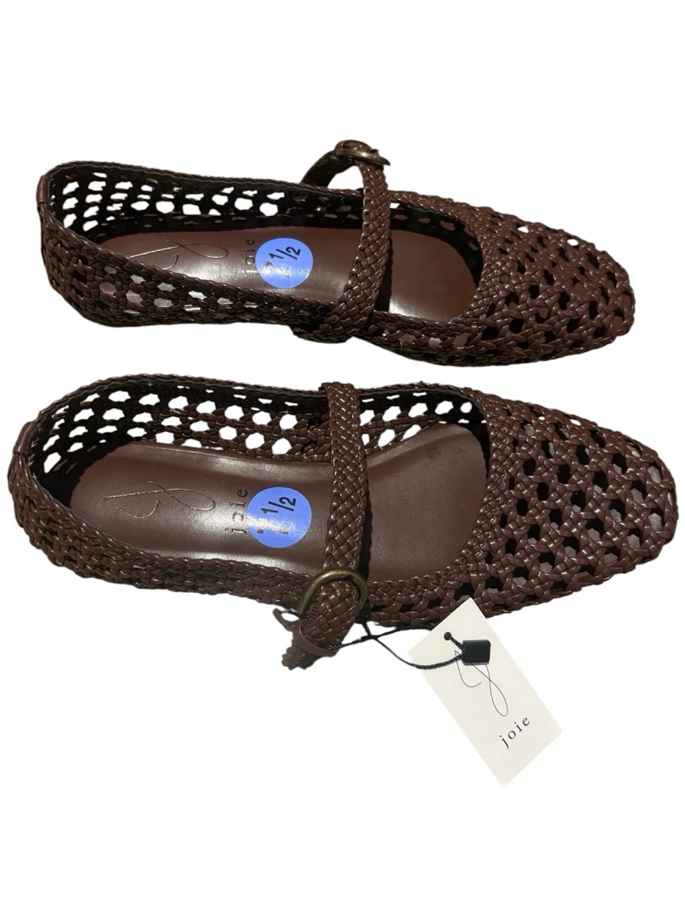JOIE Weavy Mary Jane Flats in Chocolate Brown Size 7.5 NWT - Picture 4 of 9